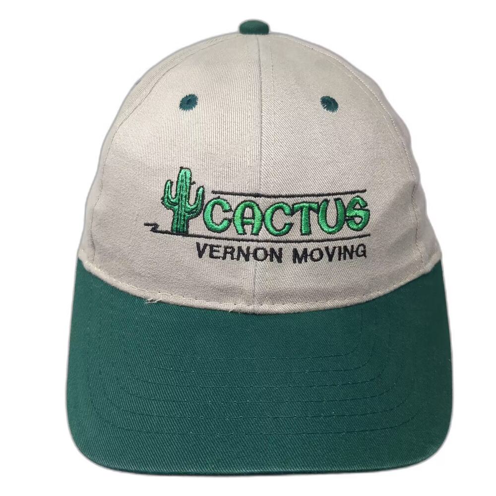 AJM Baseball Cap Hat Beige Green OS Strapback Embroidered Cactus Vernon Moving